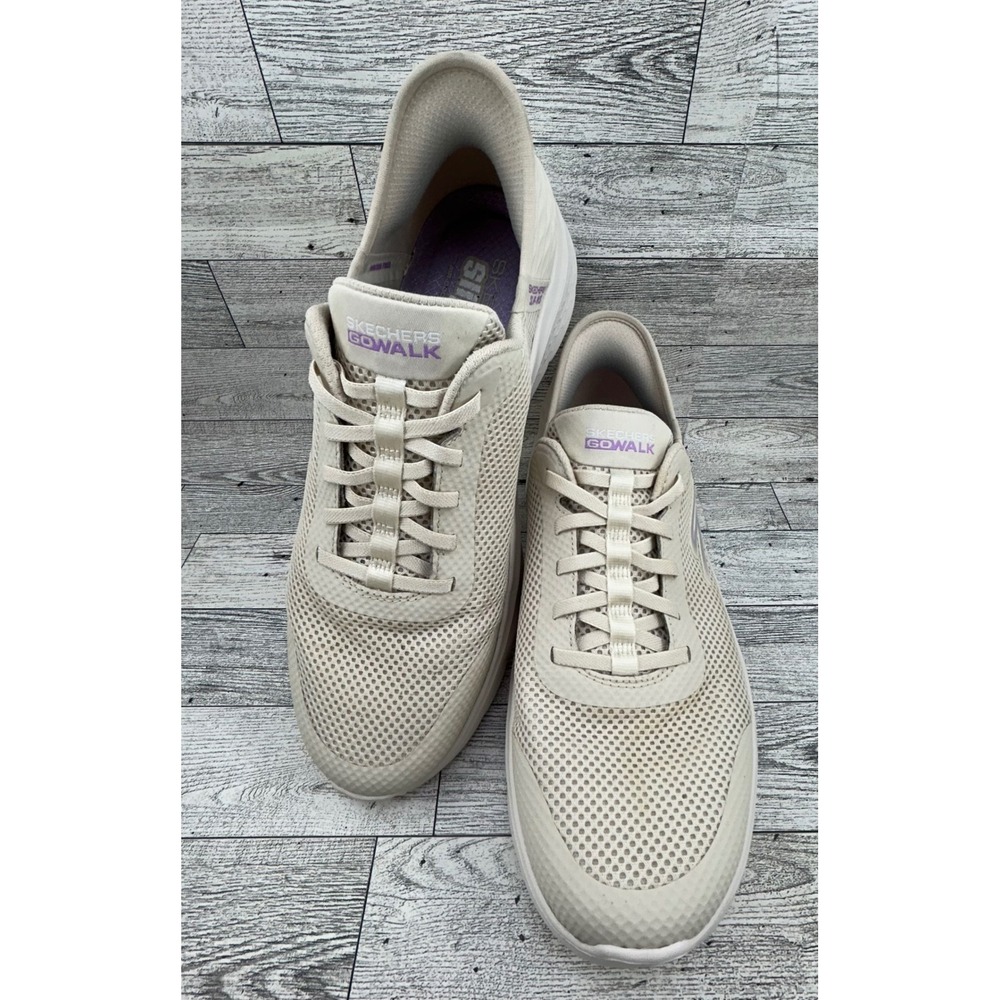 Skechers Hands Free Slip-ins GoWalk 7 City‎ Lights Off White Purple Women 11